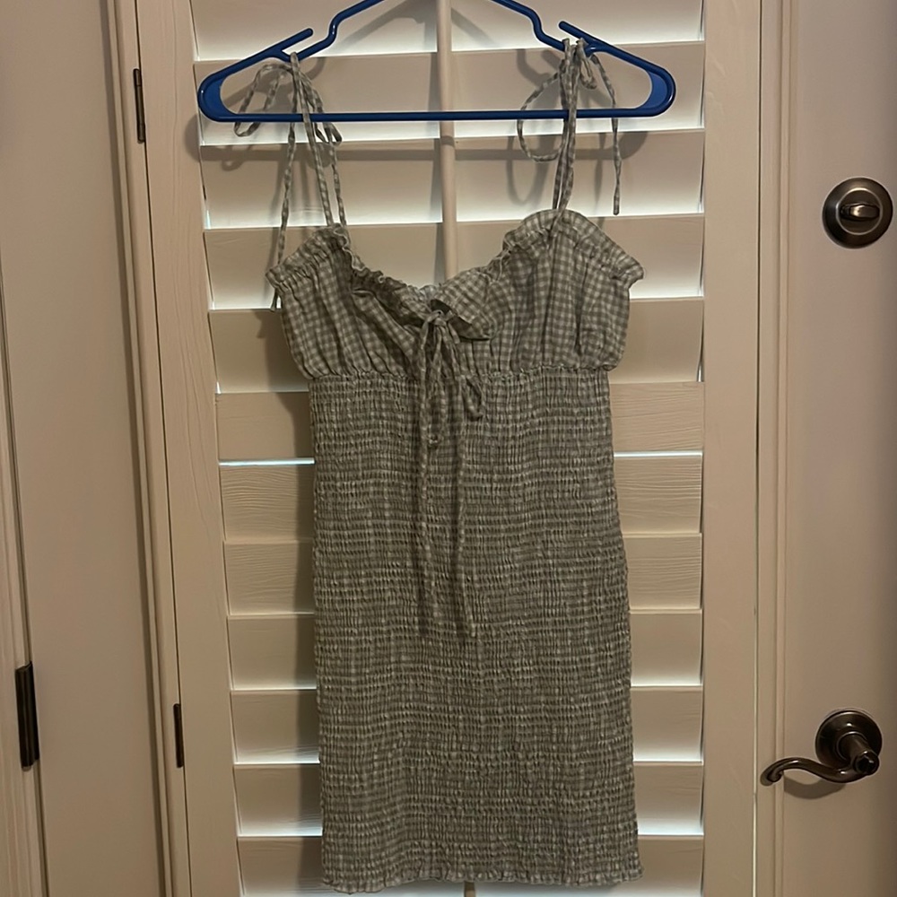 Light green and white checkered dress